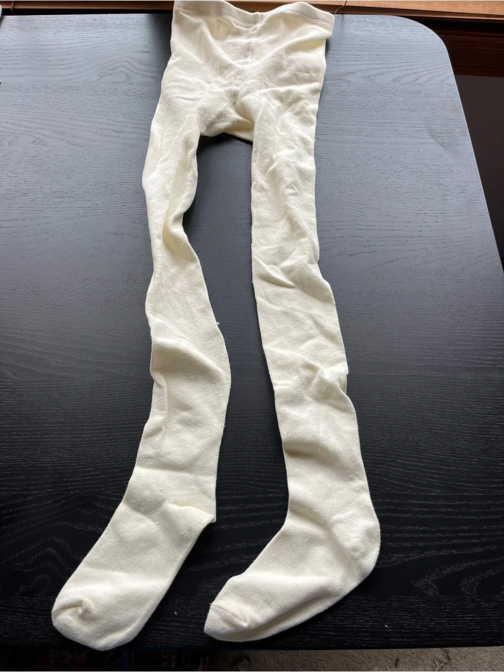 Cream Knit Tights Leggings Stockings Size 12-14 Off White